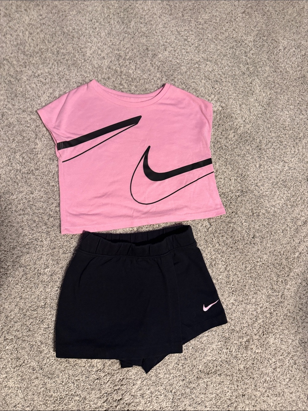 Nike Pink Crop Tee and Black Skort Set - Girls